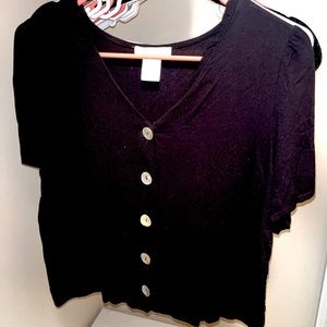 Urban Romantics Black Crop Top with Buttons